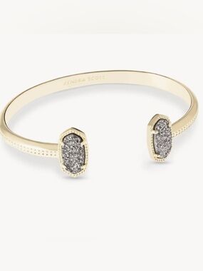 Kendra Scott Gold Open Cuff Bracelet Platinum Iridescent Drusy Dust-bag